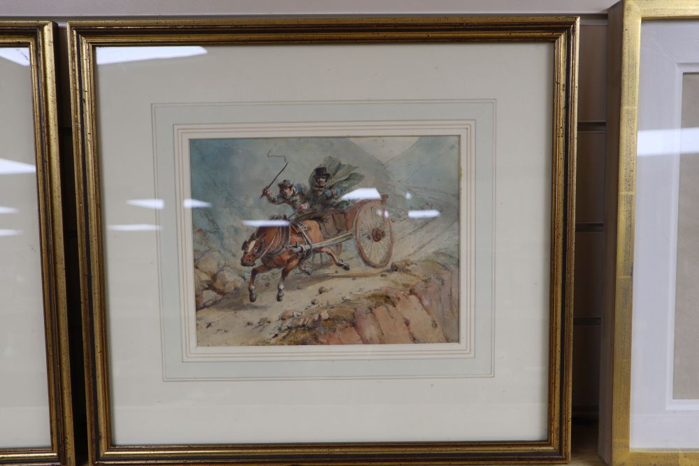 John Heaviside Waterloo Clark (1771-1863), pair of watercolours, Scottish Carting Calamities, initialled, 20 x 25cm